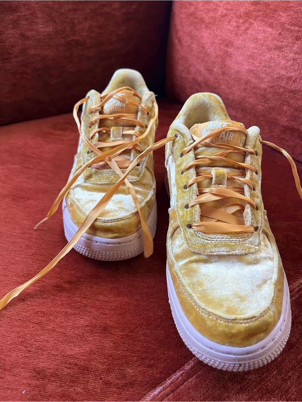 Nike Velvet Sneakers in Mustard Yellow
